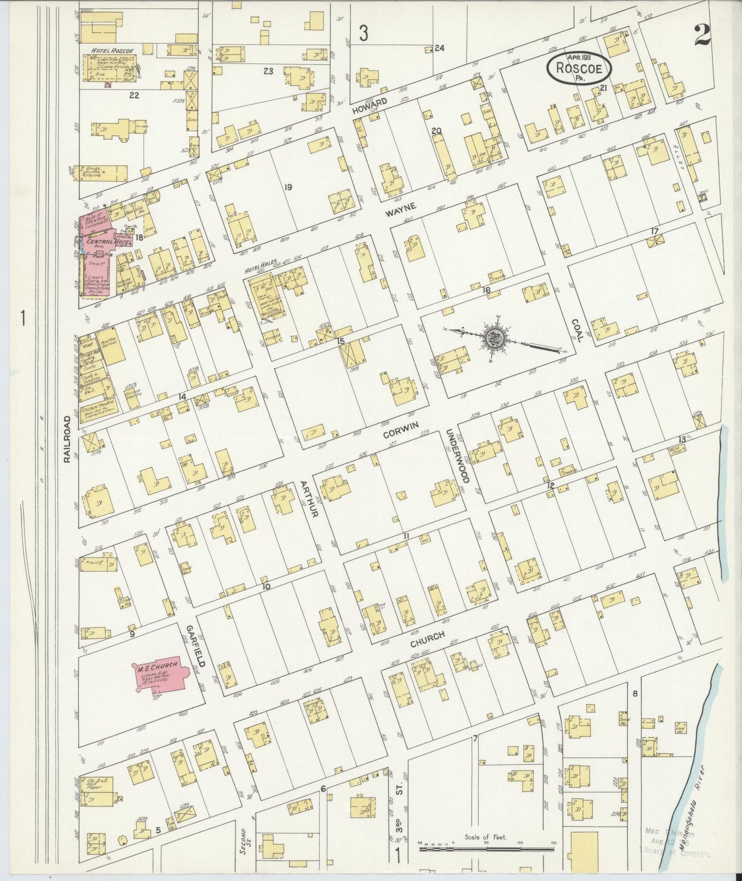 Sanborn Fire Insurance Map from Roscoe, Washington County, Pennsylvania (1911), Sheet #0002 - Complete Map Set gallery image, historic Sanborn map, vintage wall art, Pennsylvania Pennsylvania