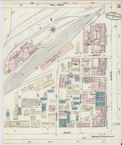Sanborn Fire Insurance Map from Pittsfield, Berkshire County, Massachusetts (1884), Sheet #0003 - Complete Map Set gallery image, historic Sanborn map, vintage wall art, Massachusetts Massachusetts