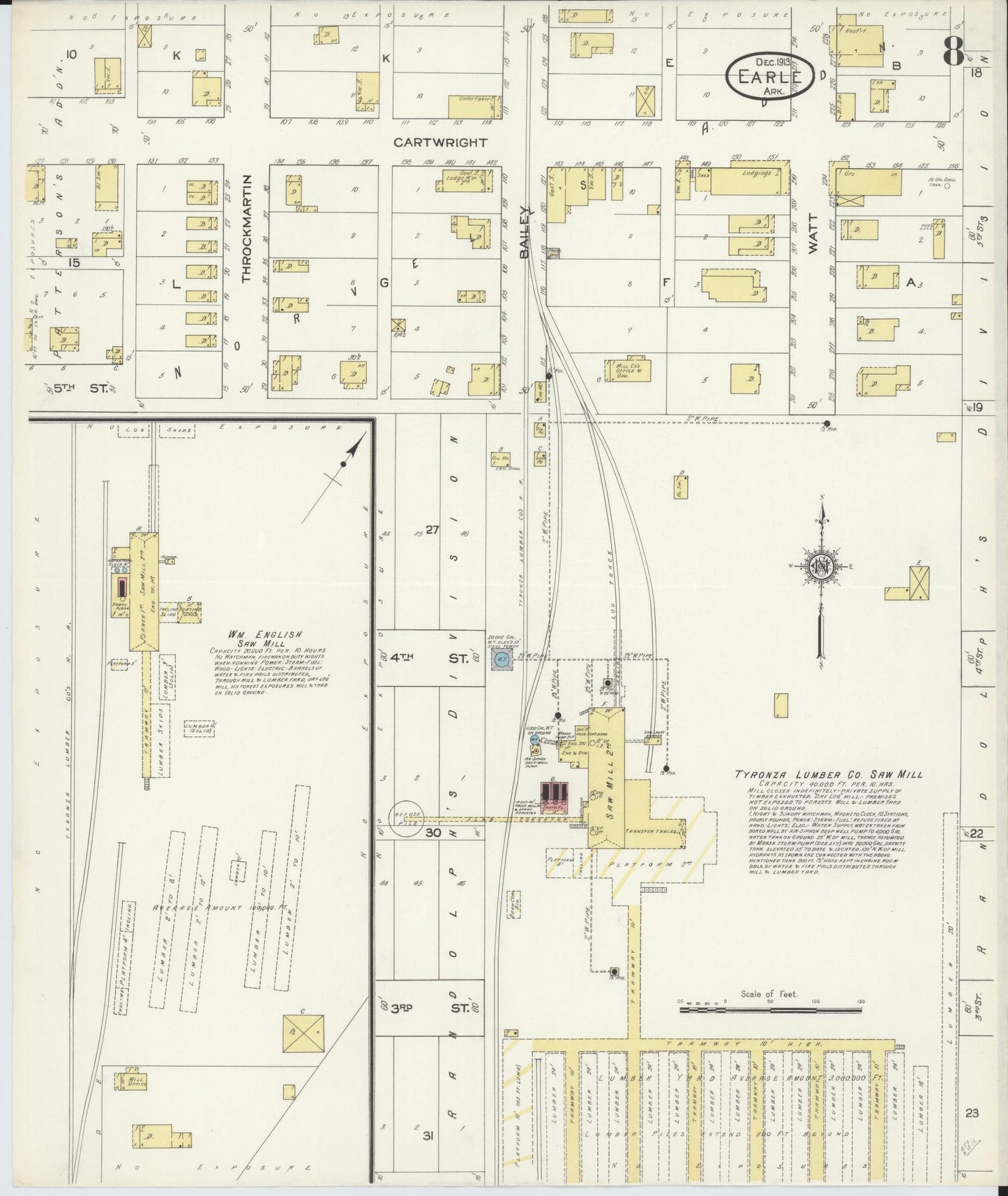 Sanborn Fire Insurance Map from Earle, Crittenden County, Arkansas (1913), Sheet #0008 - Complete Map Set gallery image, historic Sanborn map, vintage wall art, Arkansas Arkansas
