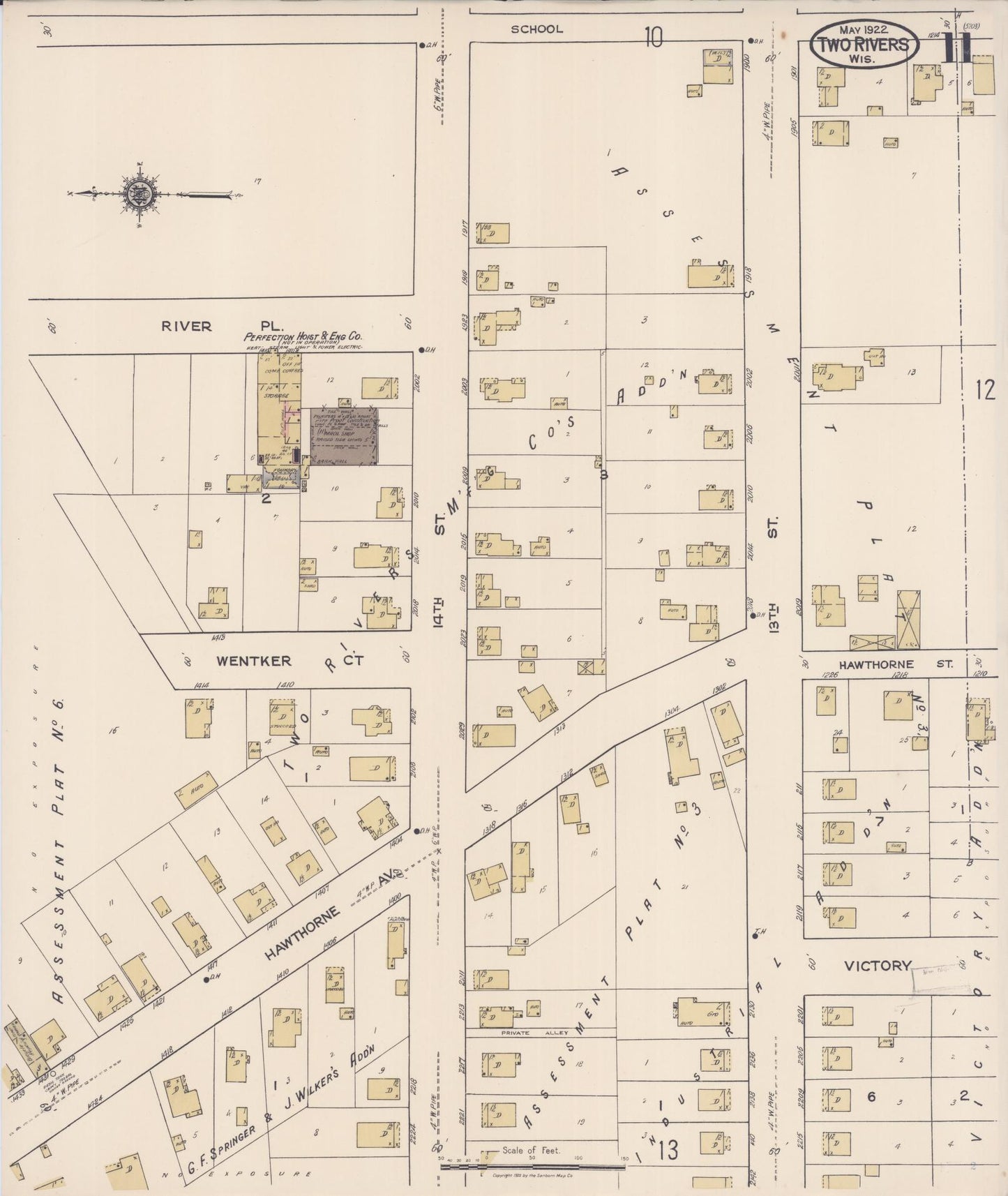 Sanborn Fire Insurance Map from Two Rivers, Manitowoc County, Wisconsin (1922), Sheet #0011 - Complete Map Set gallery image, historic Sanborn map, vintage wall art, Wisconsin Wisconsin