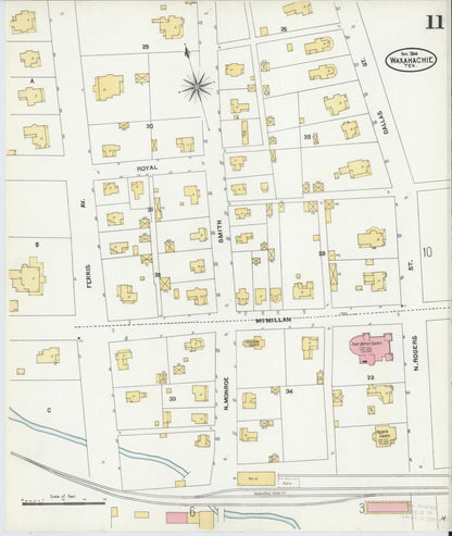Sanborn Fire Insurance Map from Waxahachie, Ellis County, Texas (1904), Sheet #0011 - Complete Map Set gallery image, historic Sanborn map, vintage wall art, Texas Texas