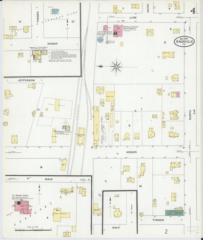 Sanborn Fire Insurance Map from Knoxville, Knox County, Illinois (1909), Sheet #0004 - Complete Map Set gallery image, historic Sanborn map, vintage wall art, Illinois Illinois