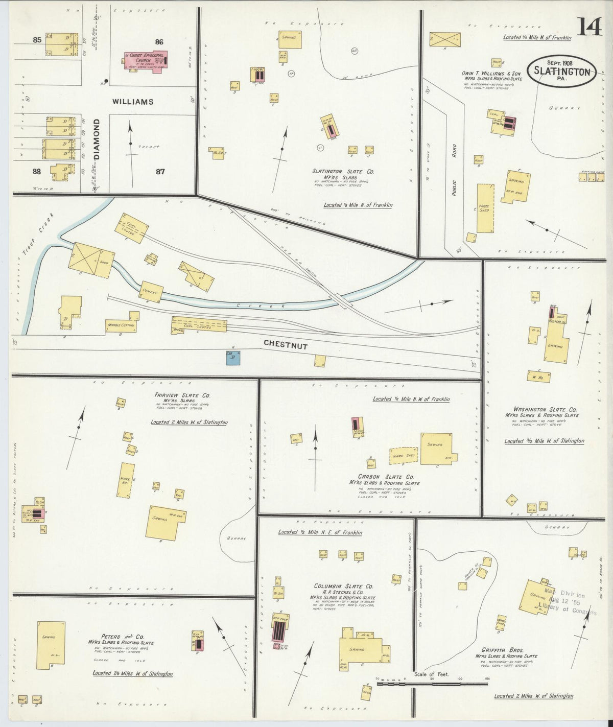 Sanborn Fire Insurance Map from Slatington, Lehigh County, Pennsylvania (1908), Sheet #0014 - Historic Sanborn Fire Insurance Map Print, vintage old map wall art, antique decor, genealogy gift, Pennsylvania Pennsylvania map