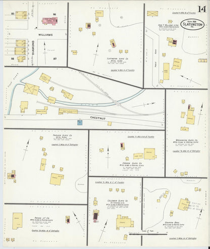Sanborn Fire Insurance Map from Slatington, Lehigh County, Pennsylvania (1908), Sheet #0014 - Historic Sanborn Fire Insurance Map Print, vintage old map wall art, antique decor, genealogy gift, Pennsylvania Pennsylvania map