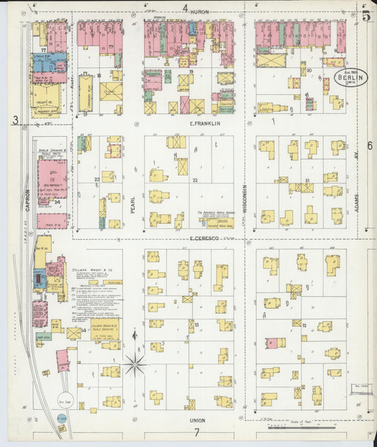 Sanborn Fire Insurance Map from Berlin, Green Lake County, Wisconsin (1900), Sheet #0005 - Historic Sanborn Fire Insurance Map Print, vintage old map wall art, antique decor, genealogy gift, Wisconsin Wisconsin map