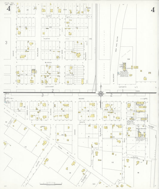 Sanborn Fire Insurance Map from Kyle, Hays County, Texas (1936), Sheet #0004 - Historic Sanborn Fire Insurance Map Print, vintage old map wall art, antique decor, genealogy gift, Texas Texas map