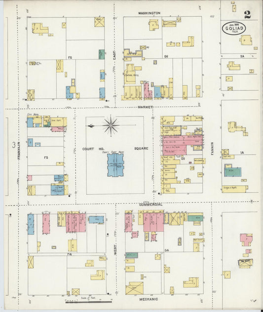 Sanborn Fire Insurance Map from Goliad, Goliad County, Texas (1906), Sheet #0002 - Historic Sanborn Fire Insurance Map Print, vintage old map wall art, antique decor, genealogy gift, Texas Texas map