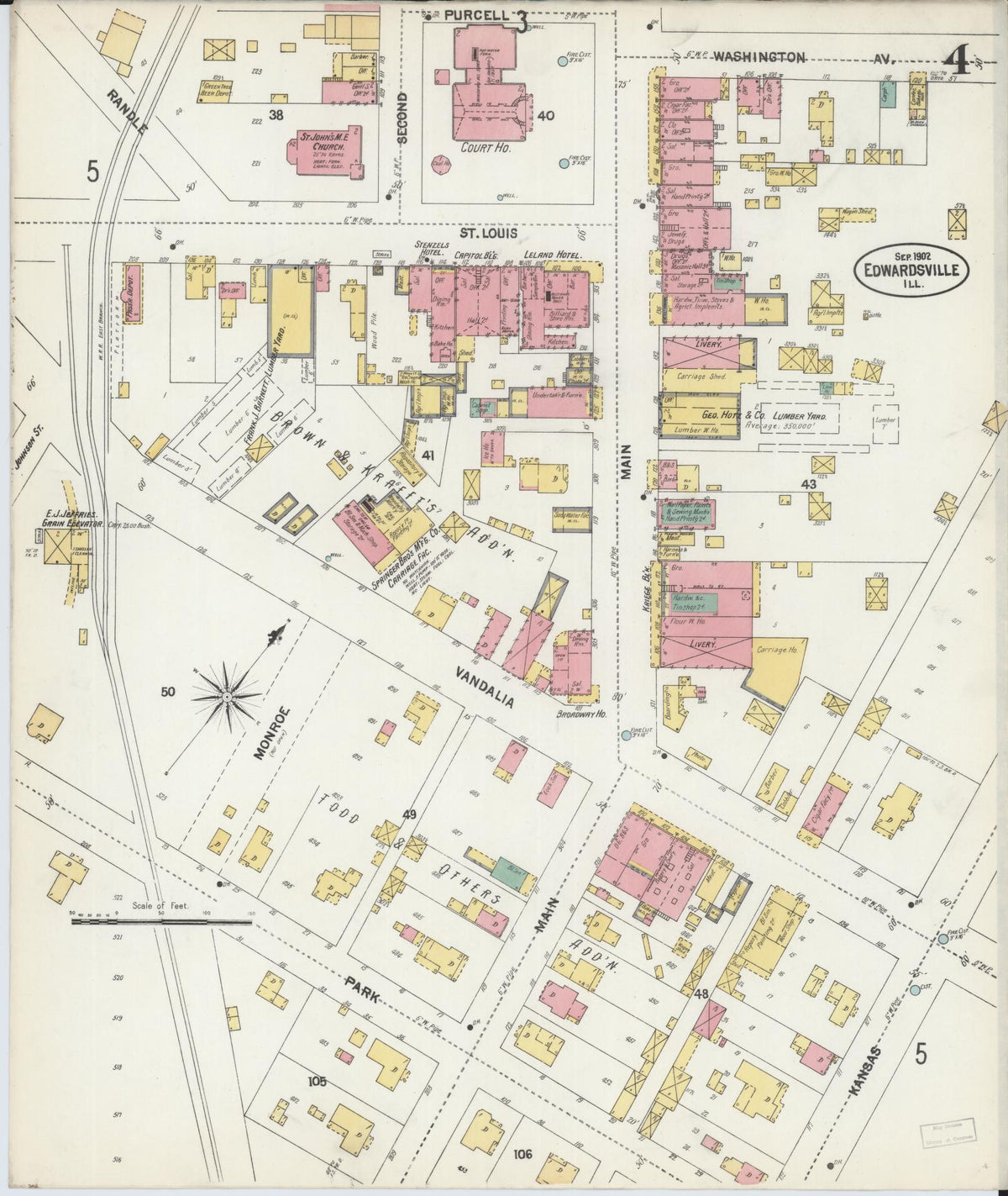 Sanborn Fire Insurance Map from Edwardsville, Madison County, Illinois (1902), Sheet #0004 - Complete Map Set gallery image, historic Sanborn map, vintage wall art, Illinois Illinois