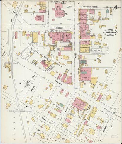 Sanborn Fire Insurance Map from Edwardsville, Madison County, Illinois (1902), Sheet #0004 - Complete Map Set gallery image, historic Sanborn map, vintage wall art, Illinois Illinois