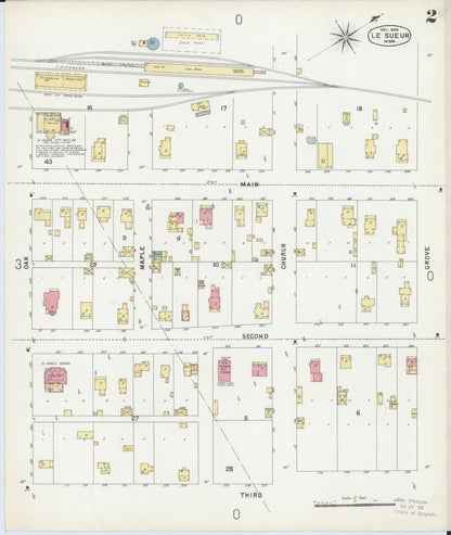 Sanborn Fire Insurance Map from Le Sueur, Le Sueur County, Minnesota (1902), Sheet #0002 - Historic Sanborn Fire Insurance Map Print, vintage old map wall art, antique decor, genealogy gift, Minnesota Minnesota map