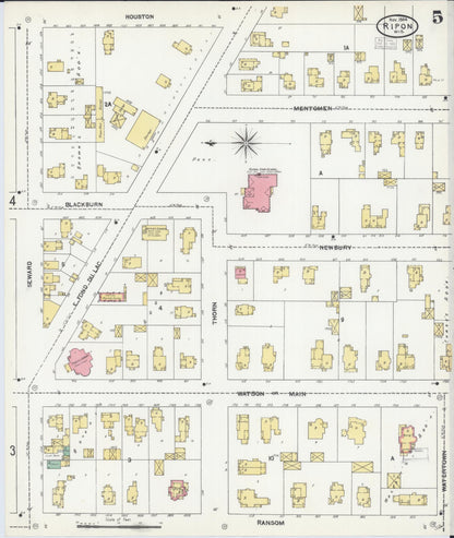 Sanborn Fire Insurance Map from Ripon, Fond du Lac County, Wisconsin (1904), Sheet #0005 - Complete Map Set gallery image, historic Sanborn map, vintage wall art, Wisconsin Wisconsin