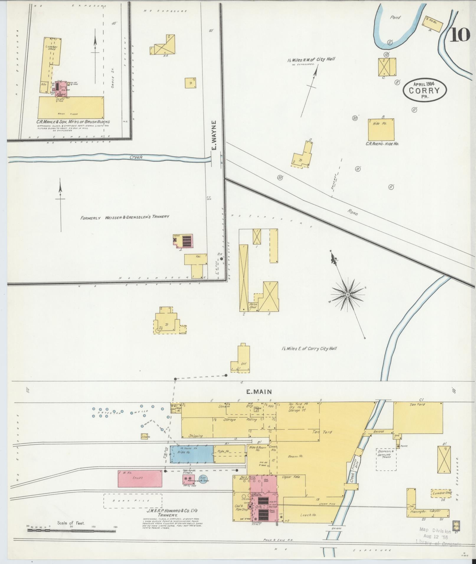 Sanborn Fire Insurance Map from Corry, Erie County, Pennsylvania (1904), Sheet #0010 - Historic Sanborn Fire Insurance Map Print, vintage old map wall art, antique decor, genealogy gift, Pennsylvania Pennsylvania map