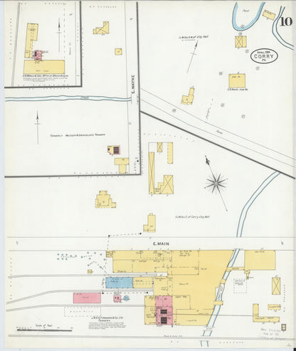 Sanborn Fire Insurance Map from Corry, Erie County, Pennsylvania (1904), Sheet #0010 - Historic Sanborn Fire Insurance Map Print, vintage old map wall art, antique decor, genealogy gift, Pennsylvania Pennsylvania map