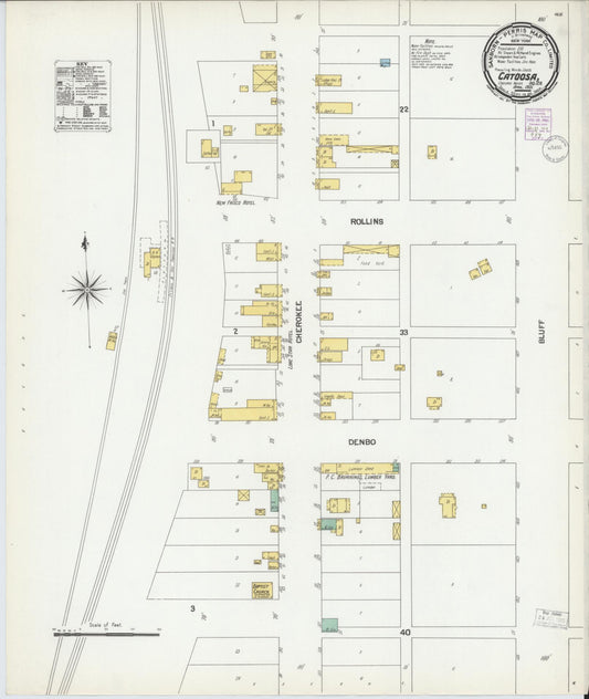 Sanborn Fire Insurance Map from Catoosa, Rodgers County, Oklahoma (1901), Sheet #0001 - Historic Sanborn Fire Insurance Map Print, vintage old map wall art, antique decor, genealogy gift, Oklahoma Oklahoma map