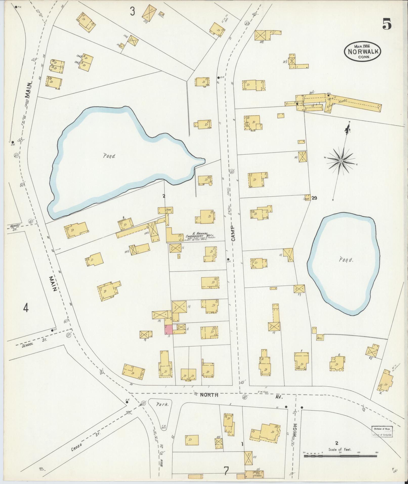 Sanborn Fire Insurance Map from Norwalk, Fairfield County, Connecticut (1906), Sheet #0005 - Historic Sanborn Fire Insurance Map Print, vintage old map wall art, antique decor, genealogy gift, Connecticut Connecticut map