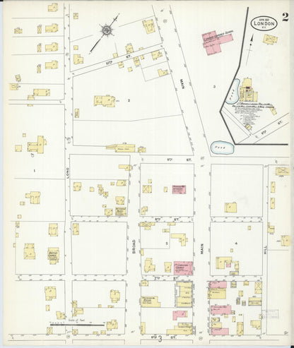 Sanborn Fire Insurance Map from London, Laurel County, Kentucky (1912), Sheet #0002 - Complete Map Set gallery image, historic Sanborn map, vintage wall art, Kentucky Kentucky