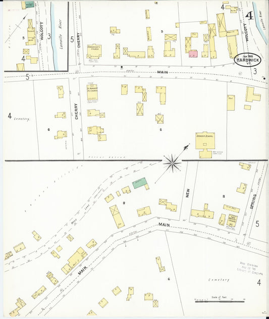 Sanborn Fire Insurance Map from Hardwick, Caledonia County, Vermont (1905), Sheet #0004 - Historic Sanborn Fire Insurance Map Print, vintage old map wall art, antique decor, genealogy gift, Vermont Vermont map