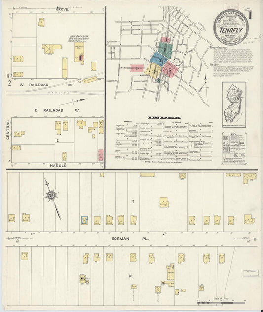 Sanborn Fire Insurance Map from Tenafly, Bergen County, New Jersey. (1913) – Historic Sanborn Fire Insurance Map Print