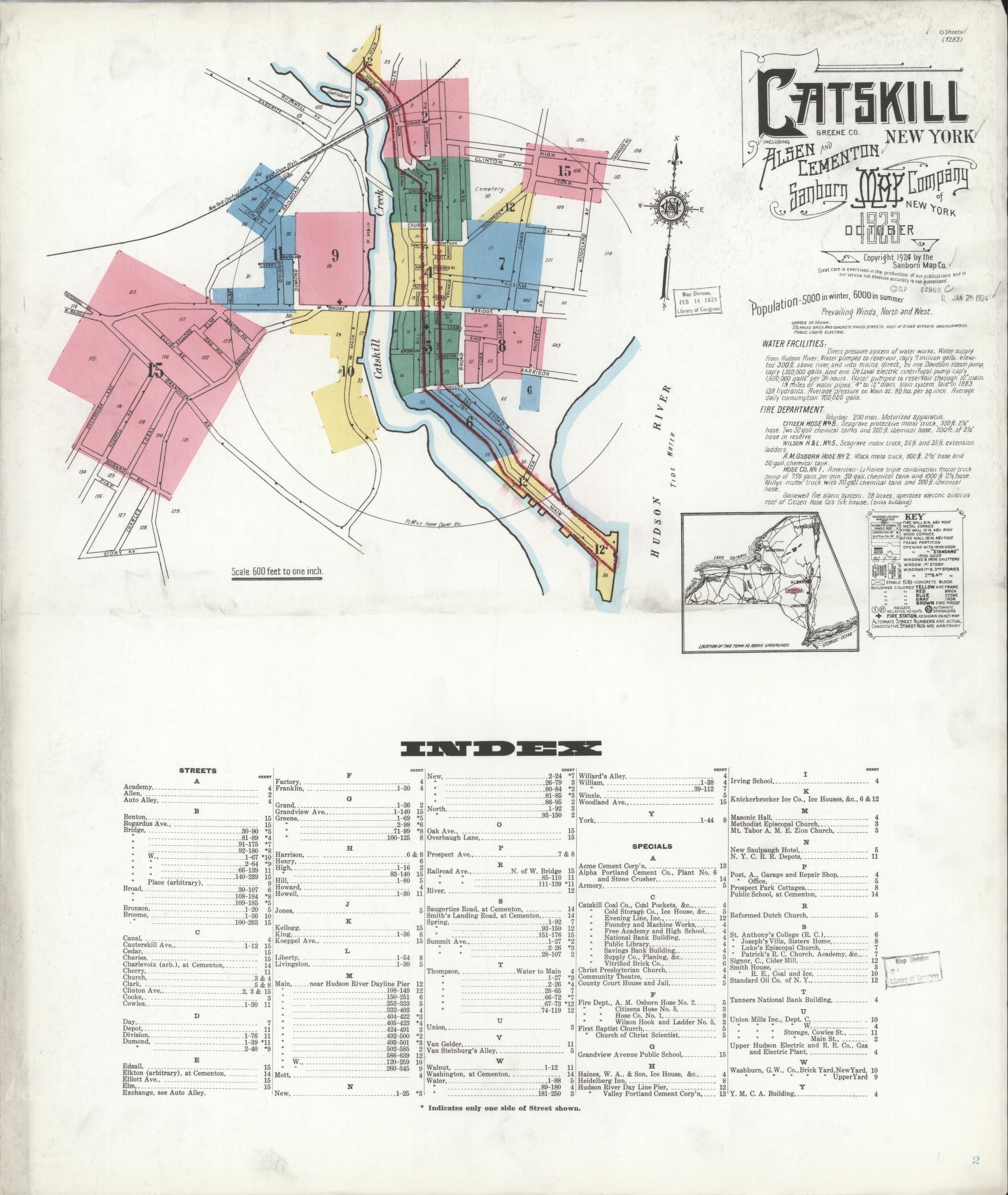 Sanborn Fire Insurance Map from Catskill, Greene County, New York. (1923) – Historic Sanborn Fire Insurance Map Print