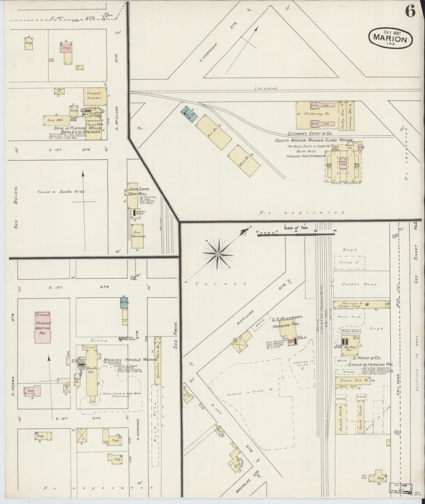Sanborn Fire Insurance Map from Marion, Grant County, Indiana (1887), Sheet #0006 - Complete Map Set gallery image, historic Sanborn map, vintage wall art, Indiana Indiana