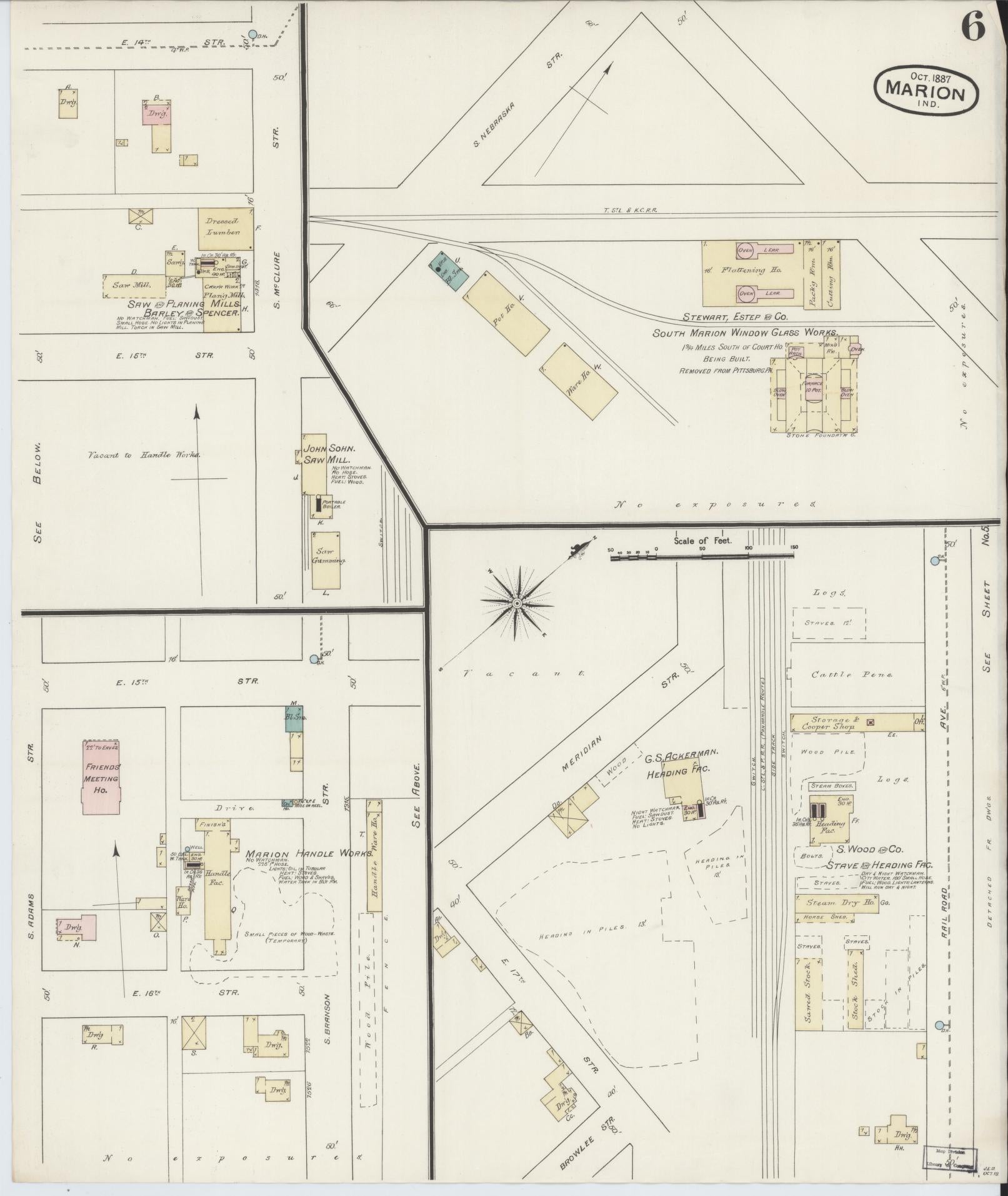 Sanborn Fire Insurance Map from Marion, Grant County, Indiana (1887), Sheet #0006 - Complete Map Set gallery image, historic Sanborn map, vintage wall art, Indiana Indiana