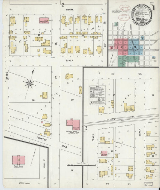Sanborn Fire Insurance Map from Mitchell, Lawrence County, Indiana (1899), Sheet #0001 - Complete Map Set gallery image, historic Sanborn map, vintage wall art, Indiana Indiana