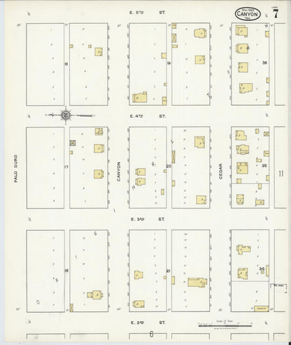 Sanborn Fire Insurance Map from Canyon, Randall County, Texas (1920), Sheet #0007 - Historic Sanborn Fire Insurance Map Print, vintage old map wall art, antique decor, genealogy gift, Texas Texas map