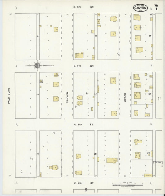 Sanborn Fire Insurance Map from Canyon, Randall County, Texas (1920), Sheet #0007 - Historic Sanborn Fire Insurance Map Print, vintage old map wall art, antique decor, genealogy gift, Texas Texas map