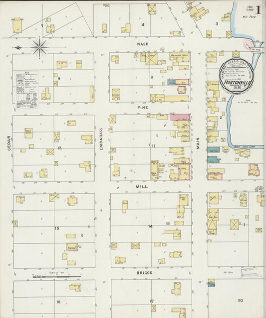 Sanborn Fire Insurance Map from Hortonville, Outagamie County, Wisconsin (1894), Sheet #0001 - Complete Map Set gallery image, historic Sanborn map, vintage wall art, Wisconsin Wisconsin
