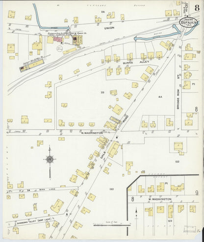 Sanborn Fire Insurance Map from Eufaula, Barbour County, Alabama (1910), Sheet #0008 - Complete Map Set gallery image, historic Sanborn map, vintage wall art, Alabama Alabama