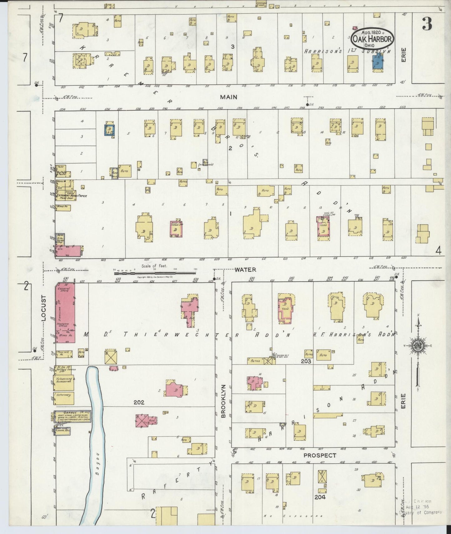 Sanborn Fire Insurance Map from Oak Harbor, Ottawa County, Ohio (1920), Sheet #0003 - Complete Map Set gallery image, historic Sanborn map, vintage wall art, Ohio Ohio