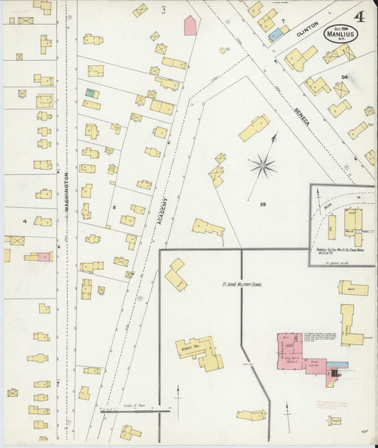 Sanborn Fire Insurance Map from Manlius, Onondaga County, New York (1904), Sheet #0004 - Historic Sanborn Fire Insurance Map Print, vintage old map wall art, antique decor, genealogy gift, New York New York map