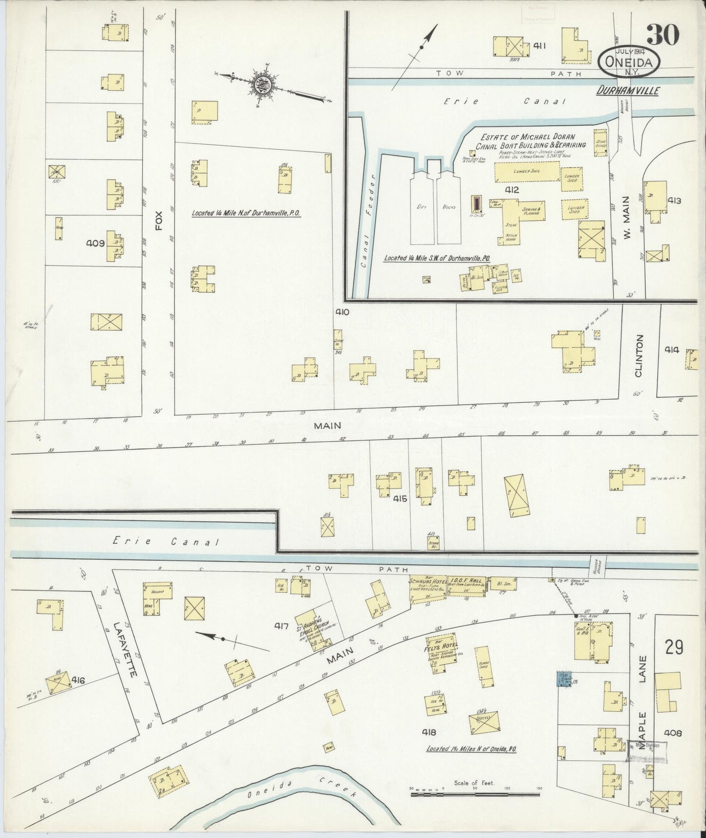 Sanborn Fire Insurance Map from Oneida, Madison County, New York (1914), Sheet #0030 - Complete Map Set gallery image, historic Sanborn map, vintage wall art, New York New York
