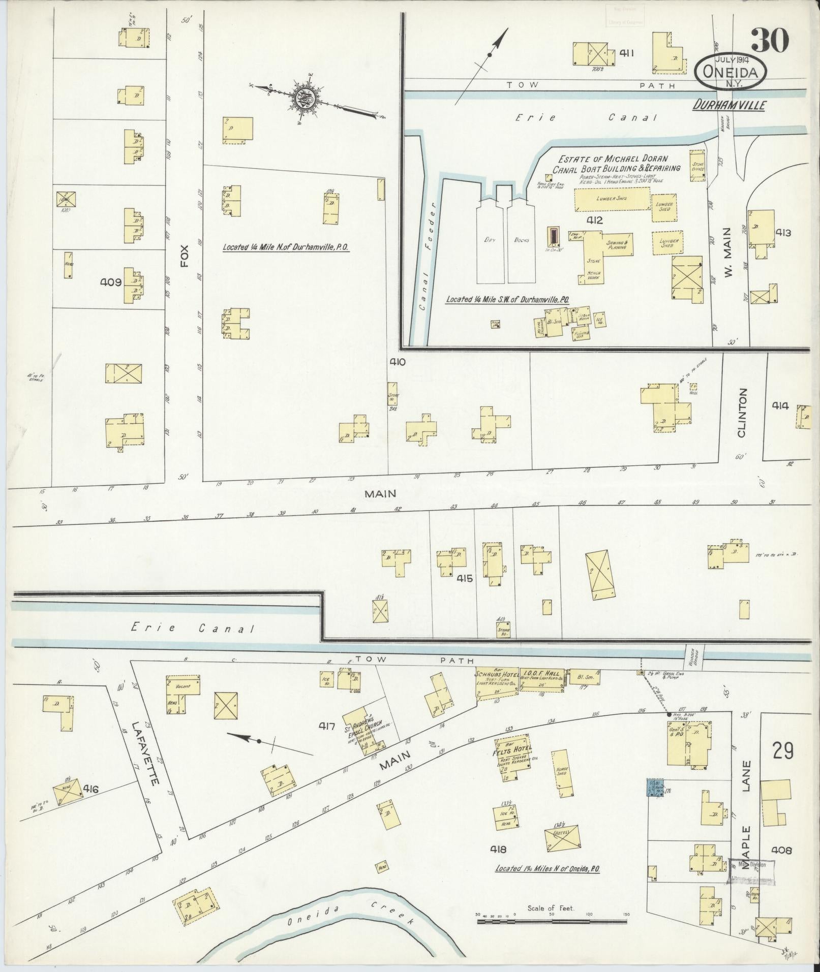 Sanborn Fire Insurance Map from Oneida, Madison County, New York (1914), Sheet #0030 - Complete Map Set gallery image, historic Sanborn map, vintage wall art, New York New York