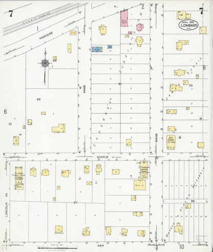 Sanborn Fire Insurance Map from Lombard, Du Page County, Illinois (1925), Sheet #0007 - Historic Sanborn Fire Insurance Map Print, vintage old map wall art, antique decor, genealogy gift, Illinois Illinois map