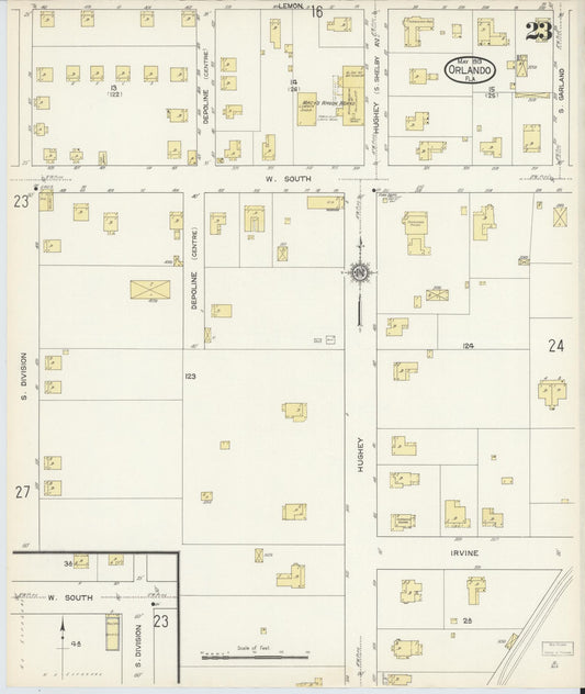 Sanborn Fire Insurance Map from Orlando, Orange County, Florida (1913), Sheet #0023 - Historic Sanborn Fire Insurance Map Print, vintage old map wall art, antique decor, genealogy gift, Florida Florida map