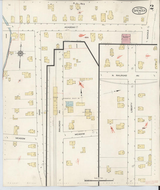 Sanborn Fire Insurance Map from Spencer, Tioga County, New York (1938), Sheet #0002 - Historic Sanborn Fire Insurance Map Print, vintage old map wall art, antique decor, genealogy gift, New York New York map