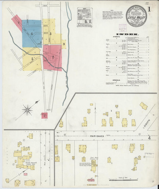 Sanborn Fire Insurance Map from Little Valley, Cattaraugus County, New York. (1905) – Historic Sanborn Fire Insurance Map Print