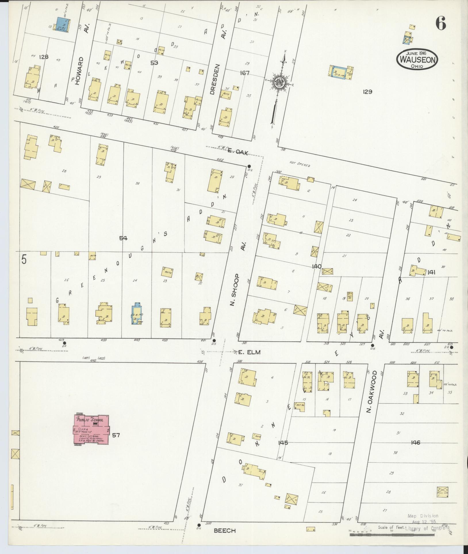 Sanborn Fire Insurance Map from Wauseon, Fulton County, Ohio (1916), Sheet #0006 - Complete Map Set gallery image, historic Sanborn map, vintage wall art, Ohio Ohio