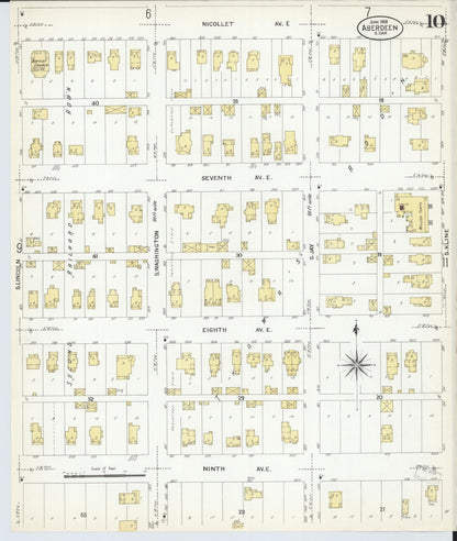 Sanborn Fire Insurance Map from Aberdeen, Brown County, South Dakota (1908), Sheet #0010 - Complete Map Set gallery image, historic Sanborn map, vintage wall art, South Dakota South Dakota