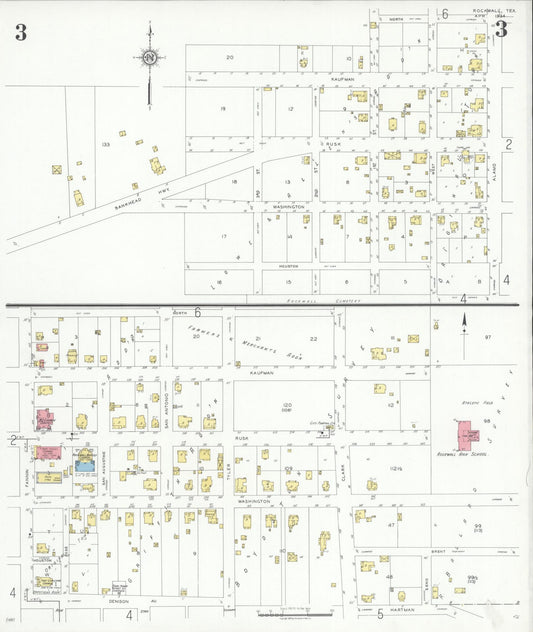 Sanborn Fire Insurance Map from Rockwall, Rockwall County, Texas (1934), Sheet #0003 - Historic Sanborn Fire Insurance Map Print, vintage old map wall art, antique decor, genealogy gift, Texas Texas map