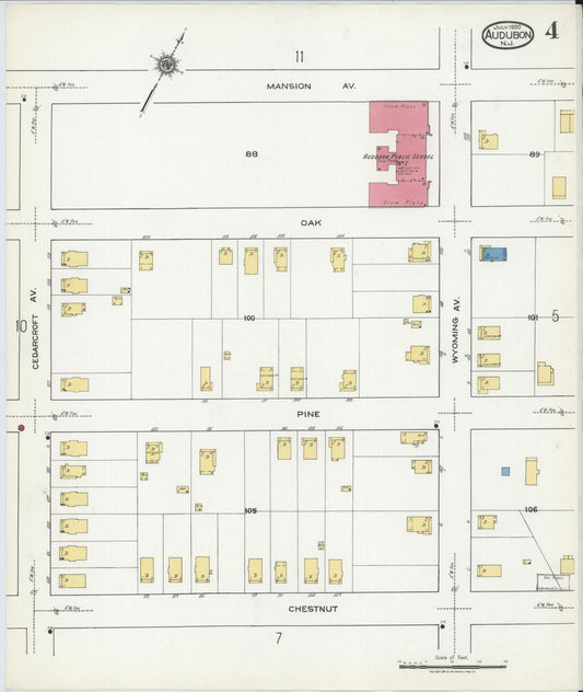 Sanborn Fire Insurance Map from Audubon, Camden County, New Jersey (1920), Sheet #0004 - Historic Sanborn Fire Insurance Map Print, vintage old map wall art, antique decor, genealogy gift, New Jersey New Jersey map