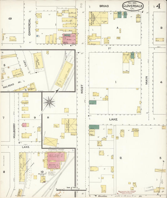 Sanborn Fire Insurance Map from Cloverdale, Sonoma County, California (1894), Sheet #0004 - Historic Sanborn Fire Insurance Map Print, vintage old map wall art, antique decor, genealogy gift, California California map