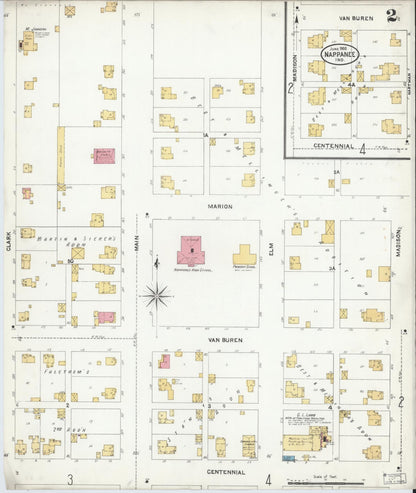 Sanborn Fire Insurance Map from Nappanee, Elkhart County, Indiana (1905), Sheet #0002 - Historic Sanborn Fire Insurance Map Print, vintage old map wall art, antique decor, genealogy gift, Indiana Indiana map