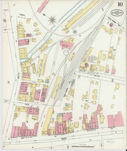 Sanborn Fire Insurance Map from Danbury, Fairfield County, Connecticut (1897), Sheet #0010 - Complete Map Set gallery image, historic Sanborn map, vintage wall art, Connecticut Connecticut