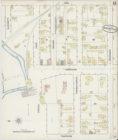 Sanborn Fire Insurance Map from Shelbyville, Shelby County, Indiana (1887), Sheet #0006 - Complete Map Set gallery image, historic Sanborn map, vintage wall art, Indiana Indiana