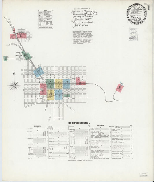 Sanborn Fire Insurance Map from Griffin, Spalding County, Georgia (1900), Sheet #0001 - Complete Map Set gallery image, historic Sanborn map, vintage wall art, Georgia Georgia