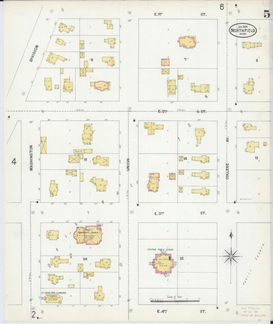 Sanborn Fire Insurance Map from Northfield, Rice County, Minnesota (1900), Sheet #0005 - Historic Sanborn Fire Insurance Map Print, vintage old map wall art, antique decor, genealogy gift, Minnesota Minnesota map