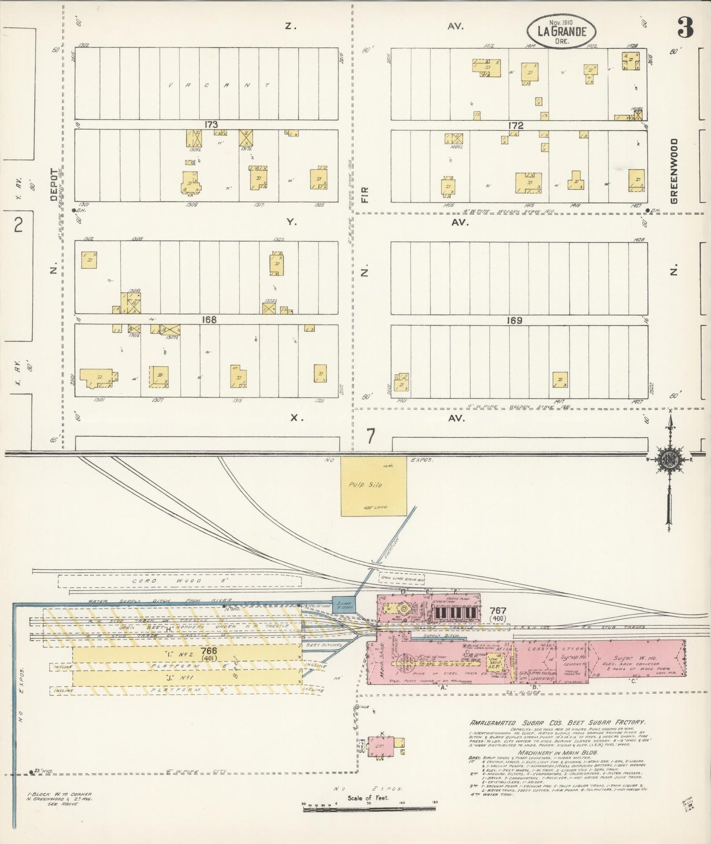 Sanborn Fire Insurance Map from La Grande, Union County, Oregon (1910), Sheet #0003 - Complete Map Set gallery image, historic Sanborn map, vintage wall art, Oregon Oregon