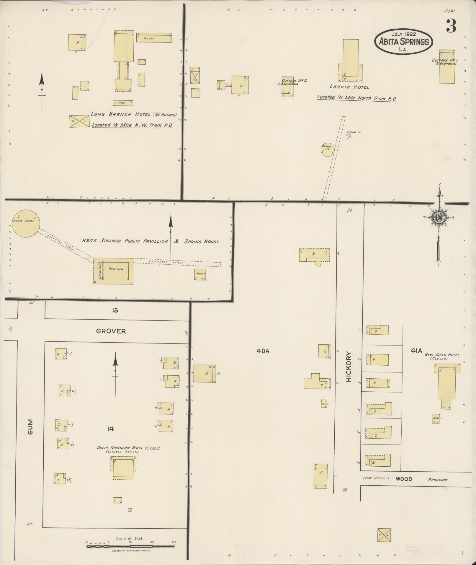 Sanborn Fire Insurance Map from Abita Springs, Saint Tammany Parish, Louisiana (1922), Sheet #0003 - Complete Map Set gallery image, historic Sanborn map, vintage wall art, Louisiana Louisiana